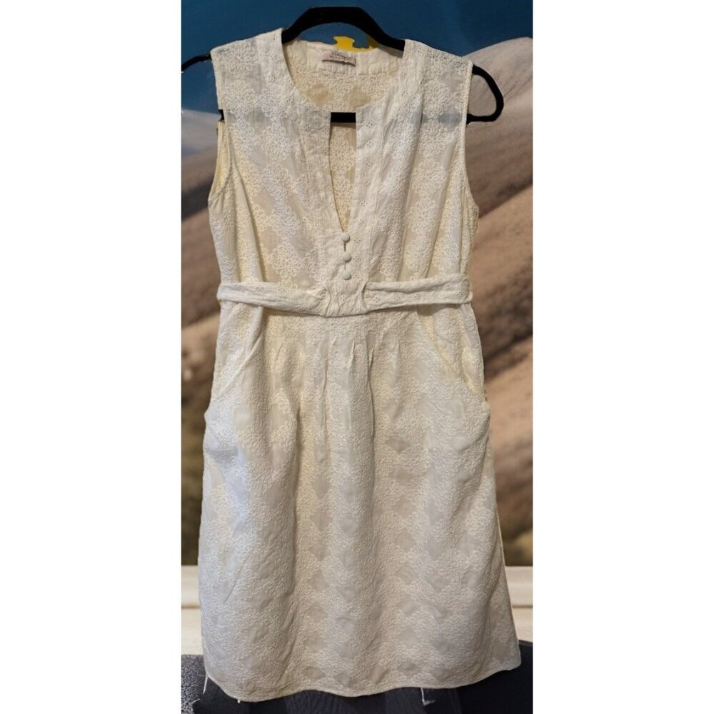 Lazzari Italian‎ Dress White Femenine Sleeveless Cotton Summer Luxury
